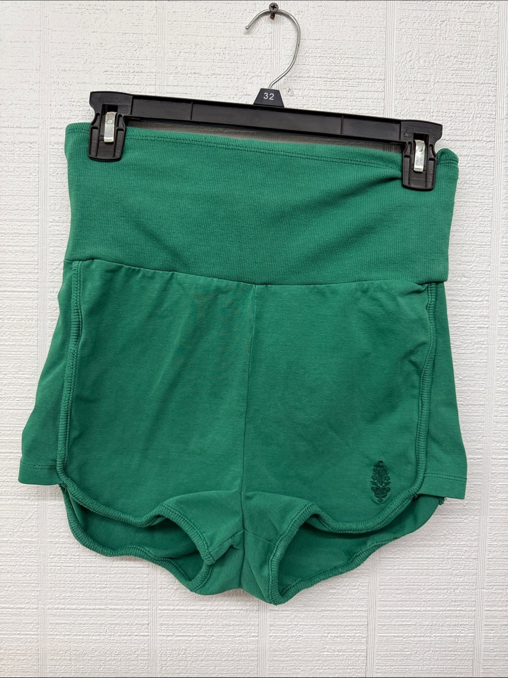 Free People Foldover High-Waist Green Athletic Shorts